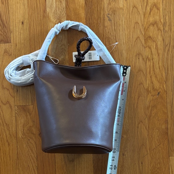 Anthropology Brown Bucket Bag Aota Twist Tie Top-Handle...